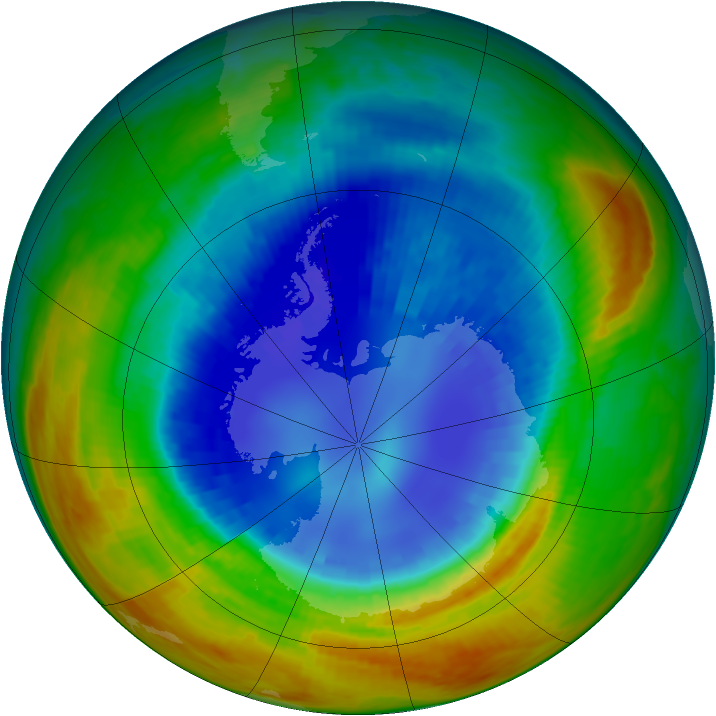 Antarctic ozone map for 29 August 2002